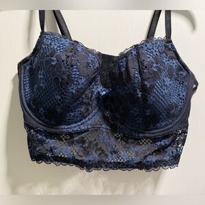 Elegant Lace Bralette in Navy Blue & Black